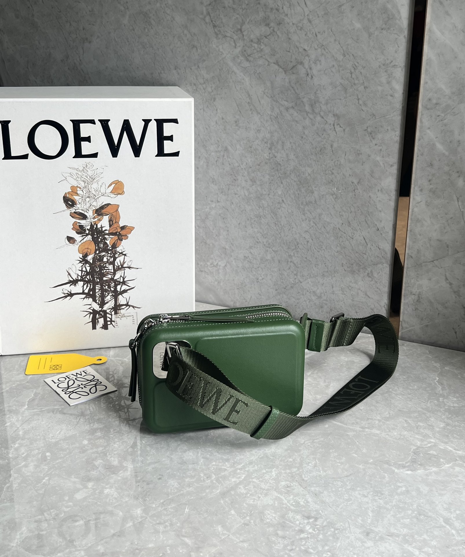 Loewe Molded Sling in Smooth Calfskin Green